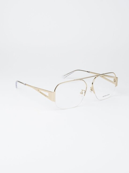 Bottega Veneta Women Eyeglasses Gold Pilot BV1067O 002 NEW AUTHENTIC